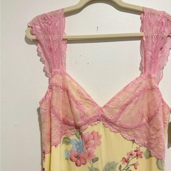 Yellow and Pink Floral Lace Dress - Picture 7 of 12